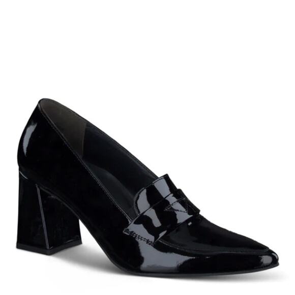 Paul Green Shoes - Paul Green Sax Heel Patent Leather Black Loafer Size 8.5